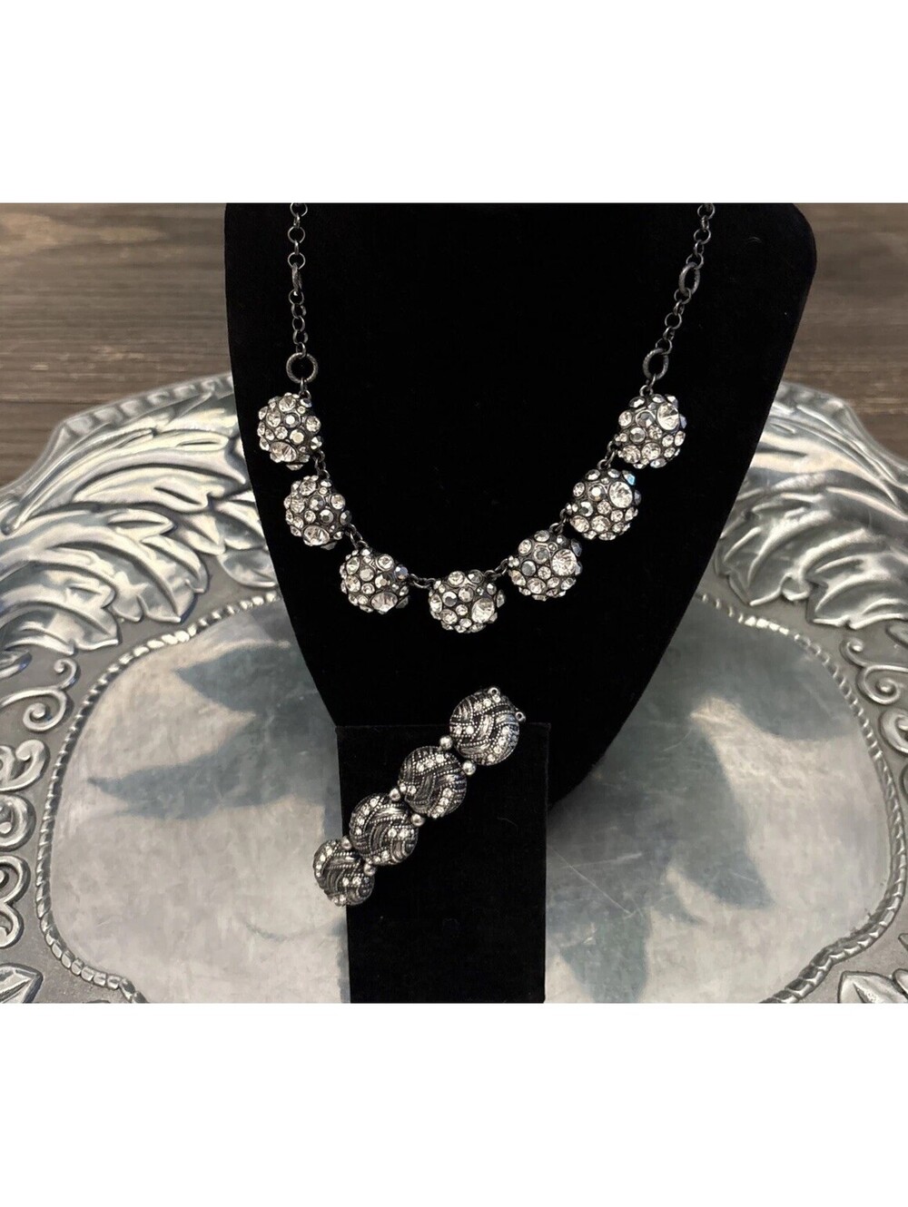 Beautiful Vintage Rhinestone Necklace By RSVP  & Rhinestone Bracelet